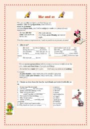 English Worksheet: like and as 