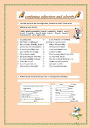 English Worksheet: confusing adjectives and adverbs