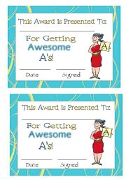 English Worksheet: Award