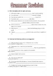English Worksheet: grammar revision