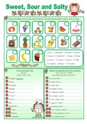 English Worksheet: SWEET, SOUR AND SALTY