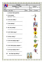 English Worksheet: present continuous