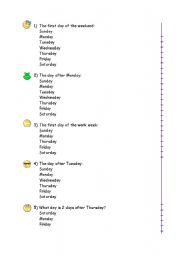 English worksheet: Days of the Week test