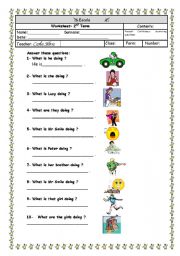 English Worksheet: present continuous