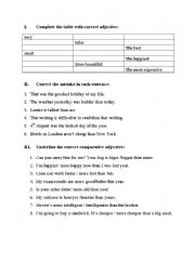 English worksheet: comparative adjectives