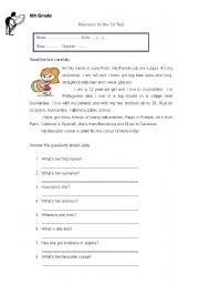 English Worksheet: Revisions for 6th grade