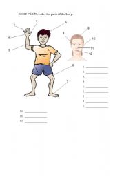 English Worksheet: body parts