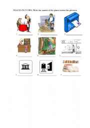 English Worksheet: places in town