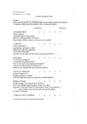 English Worksheet: debate evaluation form