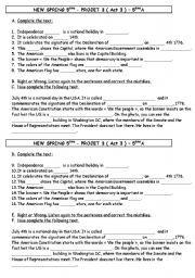 English worksheet: Anticipation declaration of Independence