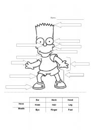 Label Bart Simpson - ESL worksheet by Maud_ESL