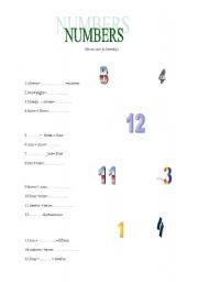 English worksheet: numbers 