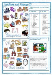 English Worksheet: Furniture and Rooms (2)