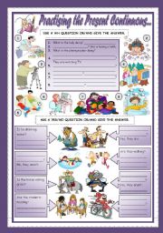 English Worksheet: PRACTISING THE PRESENT CONTINUOUS (2)