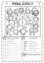 English Worksheet: THE TIME  B&W - editable