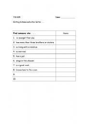 English Worksheet: Find Someone Who