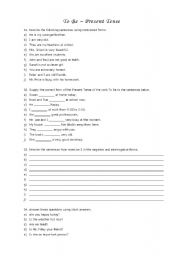 English Worksheet: To Be - Present Exercises