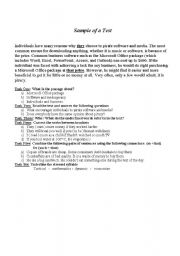 English worksheet: sample of a test 