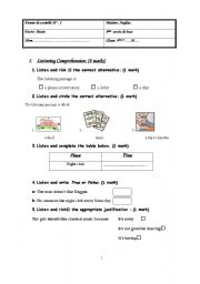 English Worksheet:  8th form mid term test 2