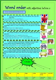 English Worksheet: Word order with adjectives before the noun