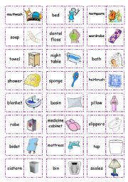 English Worksheet: Lets play dominoes! Set 7 - In the bedroom/bathroom