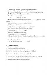 English Worksheet: future tense