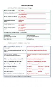 English worksheet: Everyday questiona