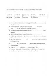 English worksheet: phrasal verbs