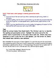 English Worksheet: Proof Reading exercise on The Witches by Roald Dahl