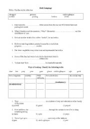 English worksheet: Body Language what our body does