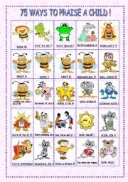 English Worksheet: 75 WAYS TO PRAISE A CHILD 2/3