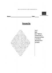 English worksheet: insects word search