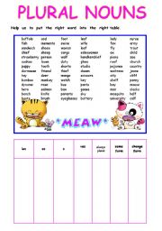 English Worksheet: plural nouns