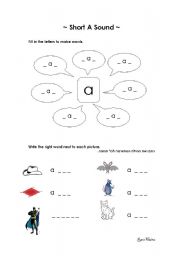 English worksheet: short a sound