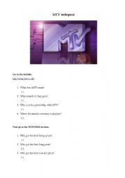English Worksheet: MTV webquest