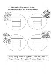 English Worksheet: Seasons and months