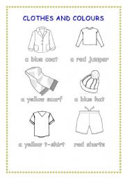 English Worksheet: Clothes and Colours