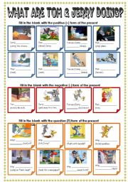 English Worksheet: Tom and Jerry - Present Continuous
