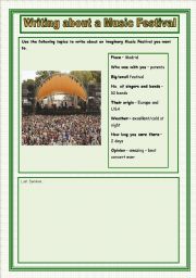English worksheet: Writing about a Music Festival