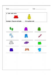 English worksheet: Clothes