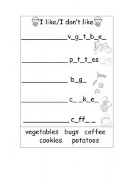 English Worksheet: like and dont like