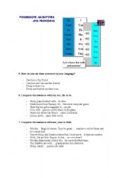 English Worksheet: Possessive adjectives and pronouns