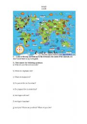 English Worksheet: countries and nationalities/animals