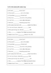 English Worksheet: Some / Any