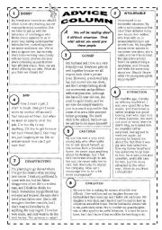 English Worksheet: SHOULD (GIVING ADVICE)  READING  SPEAKING &  WRITING