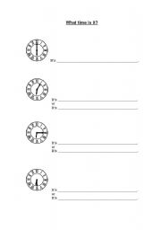 English worksheet: What time is it?