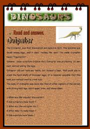 English Worksheet: DINOSAURS