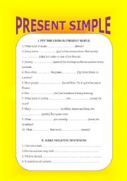 English Worksheet: PRESENT SIMPLE