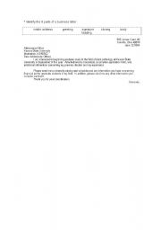 English Worksheet: business letter