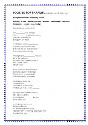 English worksheet: Looking for paradise song